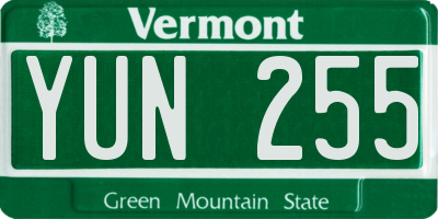 VT license plate YUN255
