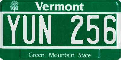 VT license plate YUN256