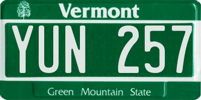 VT license plate YUN257