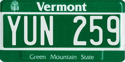 VT license plate YUN259
