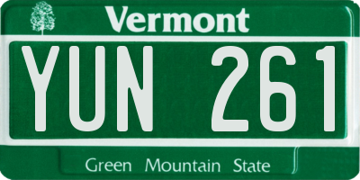 VT license plate YUN261