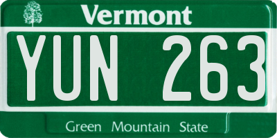 VT license plate YUN263