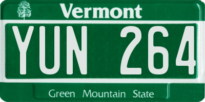 VT license plate YUN264
