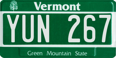 VT license plate YUN267