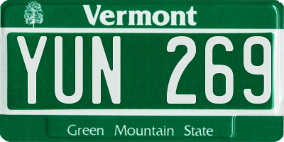 VT license plate YUN269