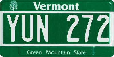 VT license plate YUN272