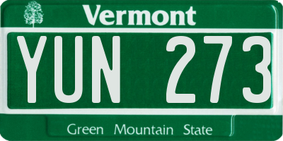 VT license plate YUN273