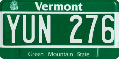 VT license plate YUN276