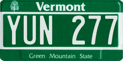 VT license plate YUN277