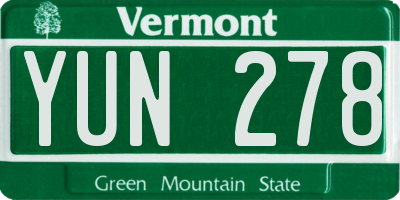 VT license plate YUN278