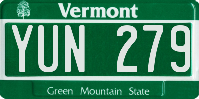 VT license plate YUN279