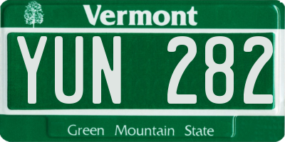 VT license plate YUN282