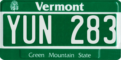 VT license plate YUN283