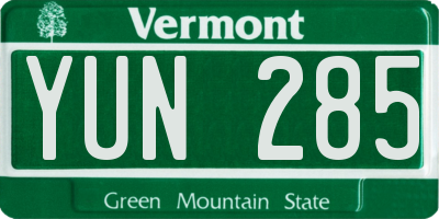VT license plate YUN285