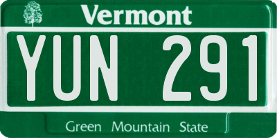 VT license plate YUN291
