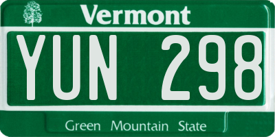 VT license plate YUN298
