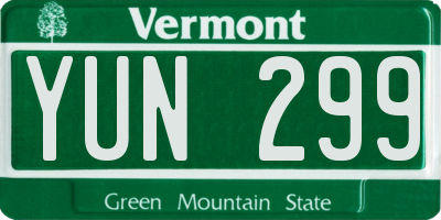 VT license plate YUN299