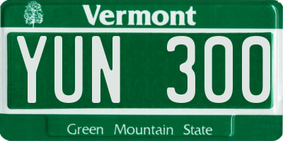VT license plate YUN300