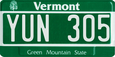 VT license plate YUN305