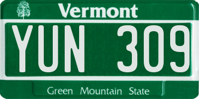VT license plate YUN309
