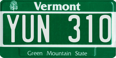 VT license plate YUN310