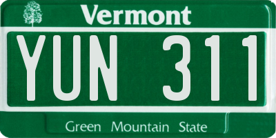 VT license plate YUN311