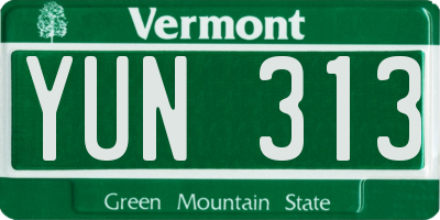VT license plate YUN313