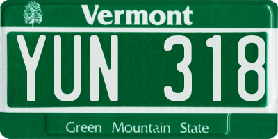 VT license plate YUN318