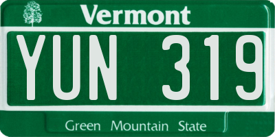VT license plate YUN319