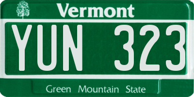 VT license plate YUN323