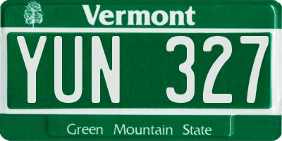 VT license plate YUN327