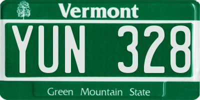 VT license plate YUN328