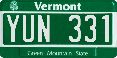 VT license plate YUN331