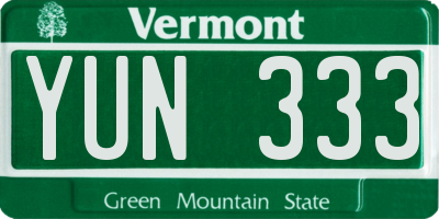 VT license plate YUN333