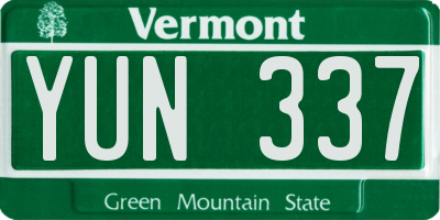 VT license plate YUN337