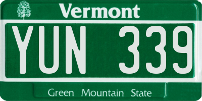 VT license plate YUN339