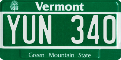 VT license plate YUN340