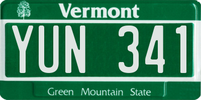 VT license plate YUN341