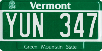 VT license plate YUN347