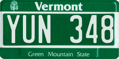 VT license plate YUN348