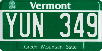 VT license plate YUN349