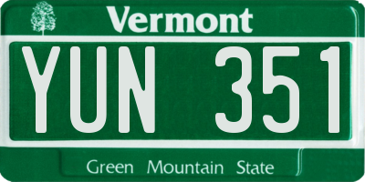 VT license plate YUN351