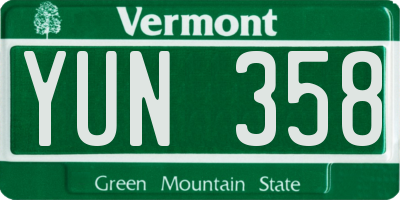 VT license plate YUN358