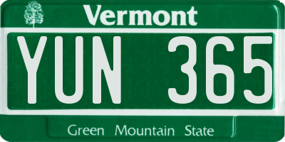 VT license plate YUN365