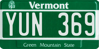 VT license plate YUN369