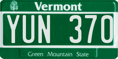 VT license plate YUN370