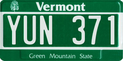 VT license plate YUN371