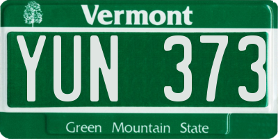 VT license plate YUN373