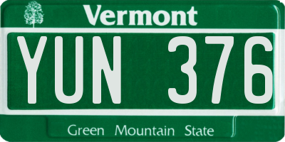 VT license plate YUN376