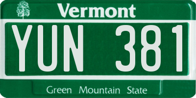VT license plate YUN381